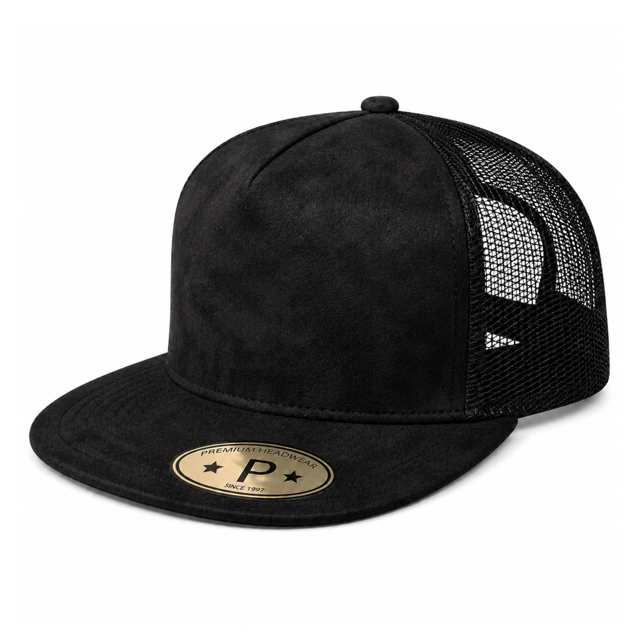 5Panel Suede Front Mesh Back Trucker Cap for Burning Art sum 520 - selected color - Burzip Wholesale