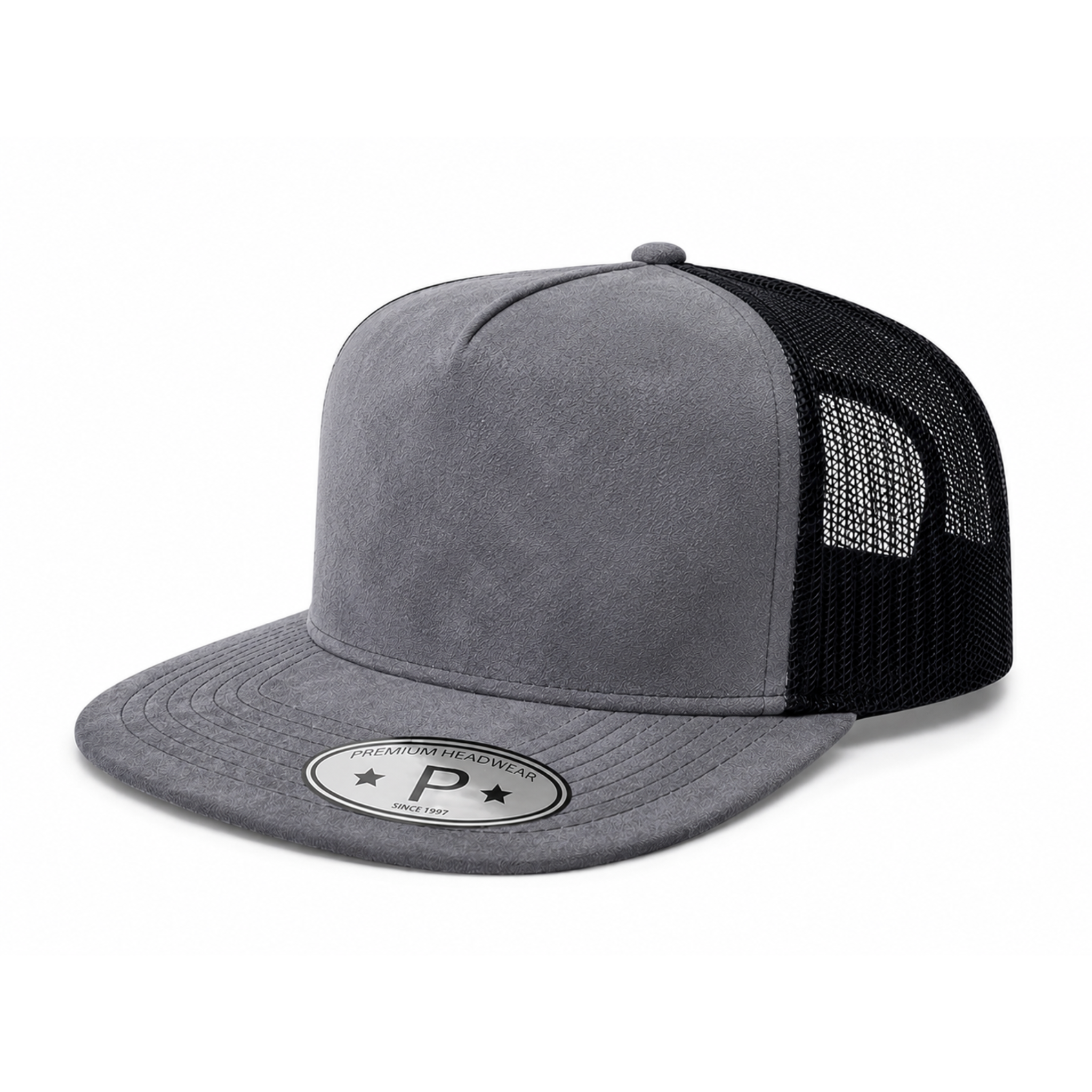 5Panel Suede Front Mesh Back Trucker Cap for Burning Art sum 520 - TAUPE - Burzip Wholesale