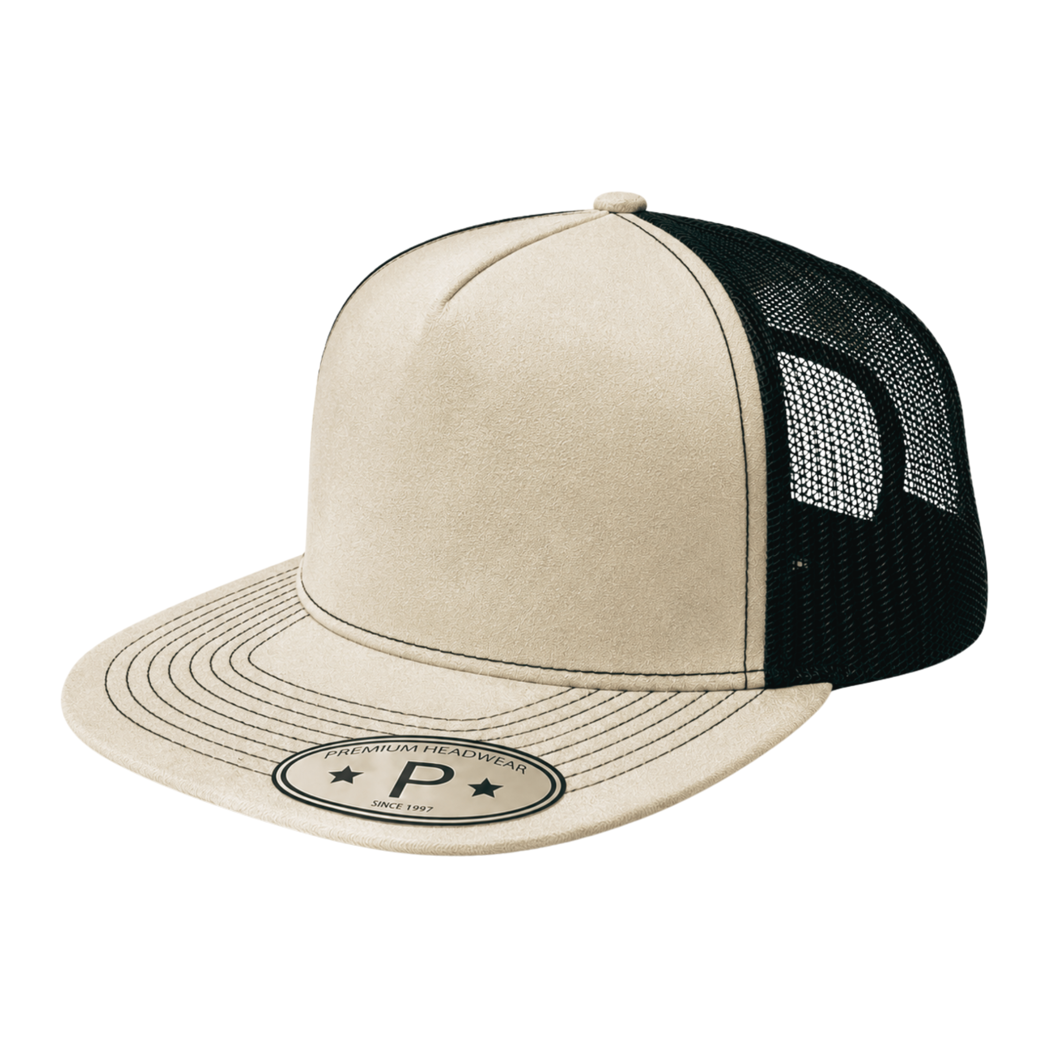 5Panel Suede Front Mesh Back Trucker Cap for Burning Art sum 520 - selected color - Burzip Wholesale