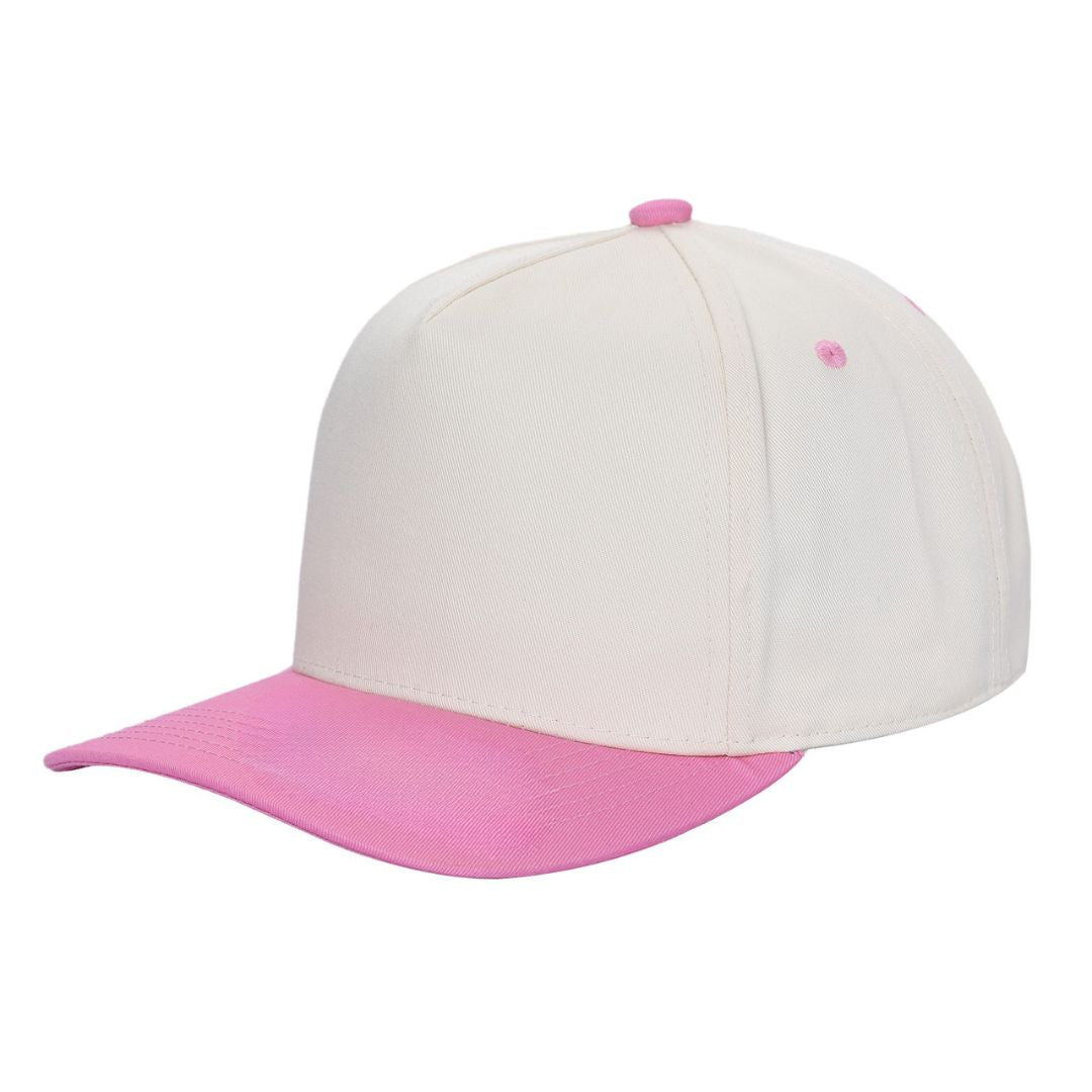 5panel Twill Fabric 5tone with Cream Crown 2tone Blank Caps Tctan - TAN/D.GREEN - Burzip Wholesale