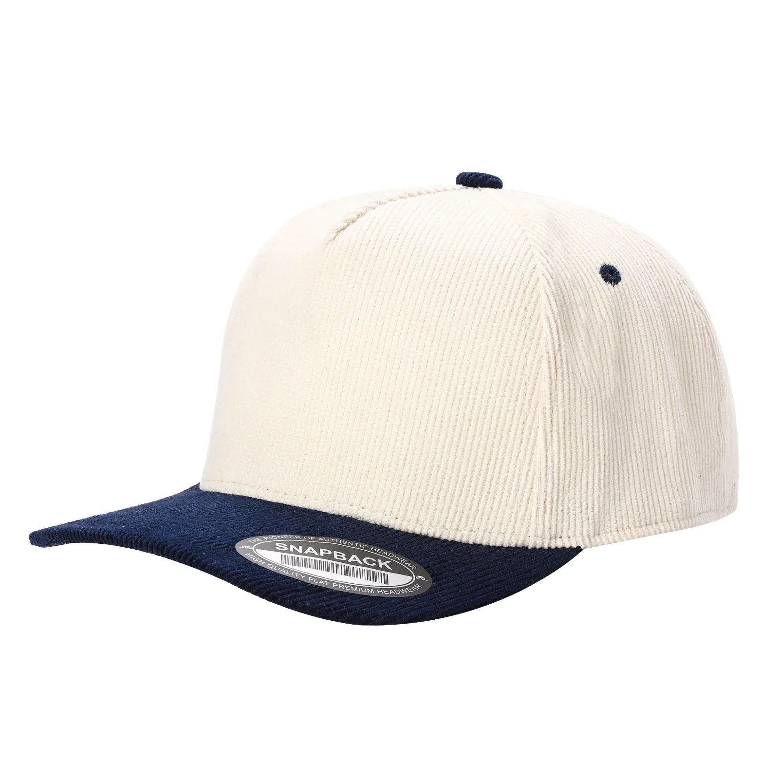 5panel Twill Head Corduroy Bill Blank Baseball Cap TCFC2 - TAN/NAVY - Burzip Wholesale