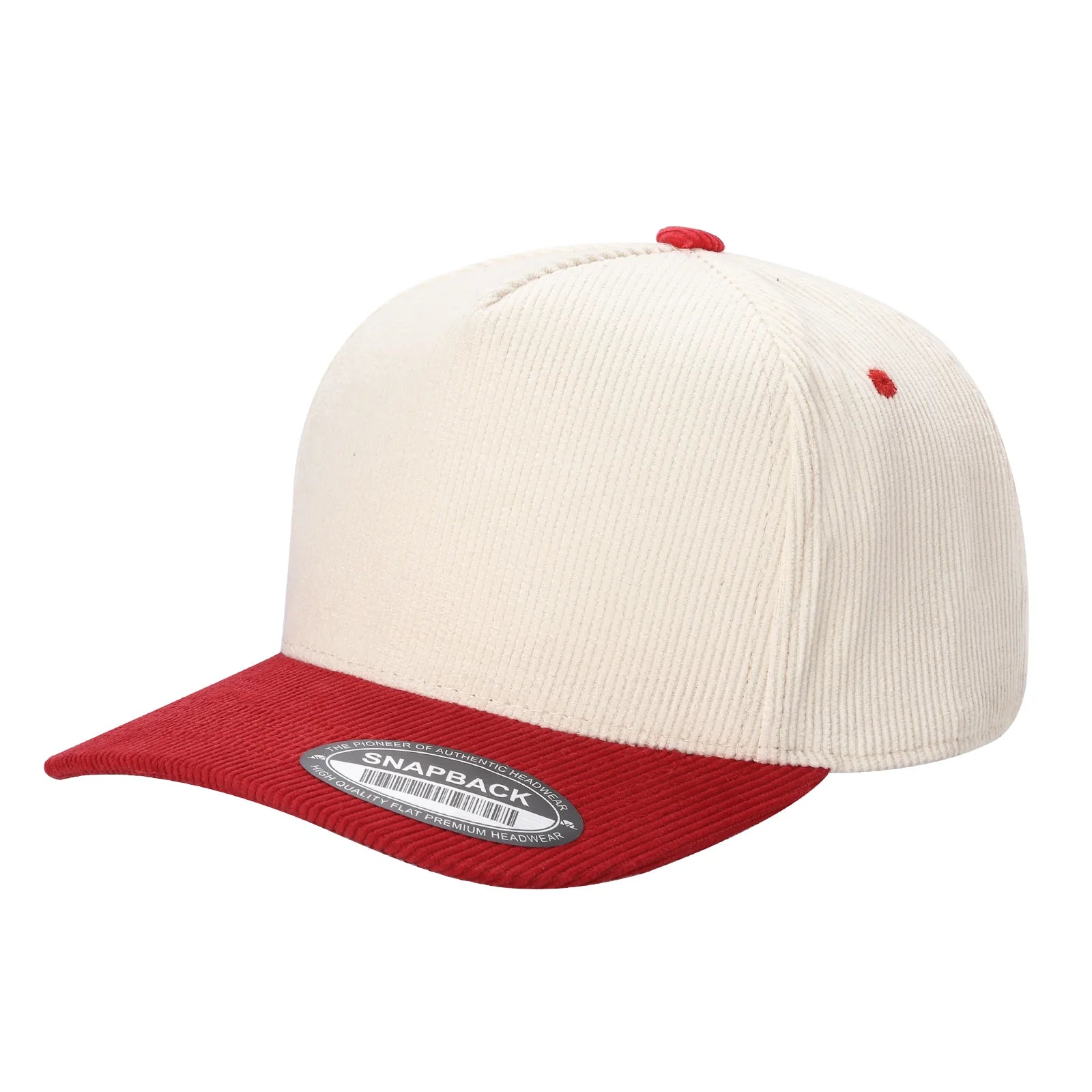 5panel Twill Head Corduroy Bill Blank Baseball Cap TCFC2 - TAN/RED - Burzip Wholesale