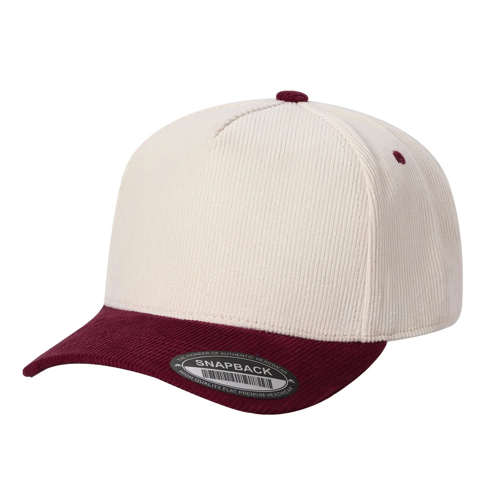 5panel Twill Head Corduroy Bill Blank Baseball Cap TCFC2 - TAN/WINE - Burzip Wholesale