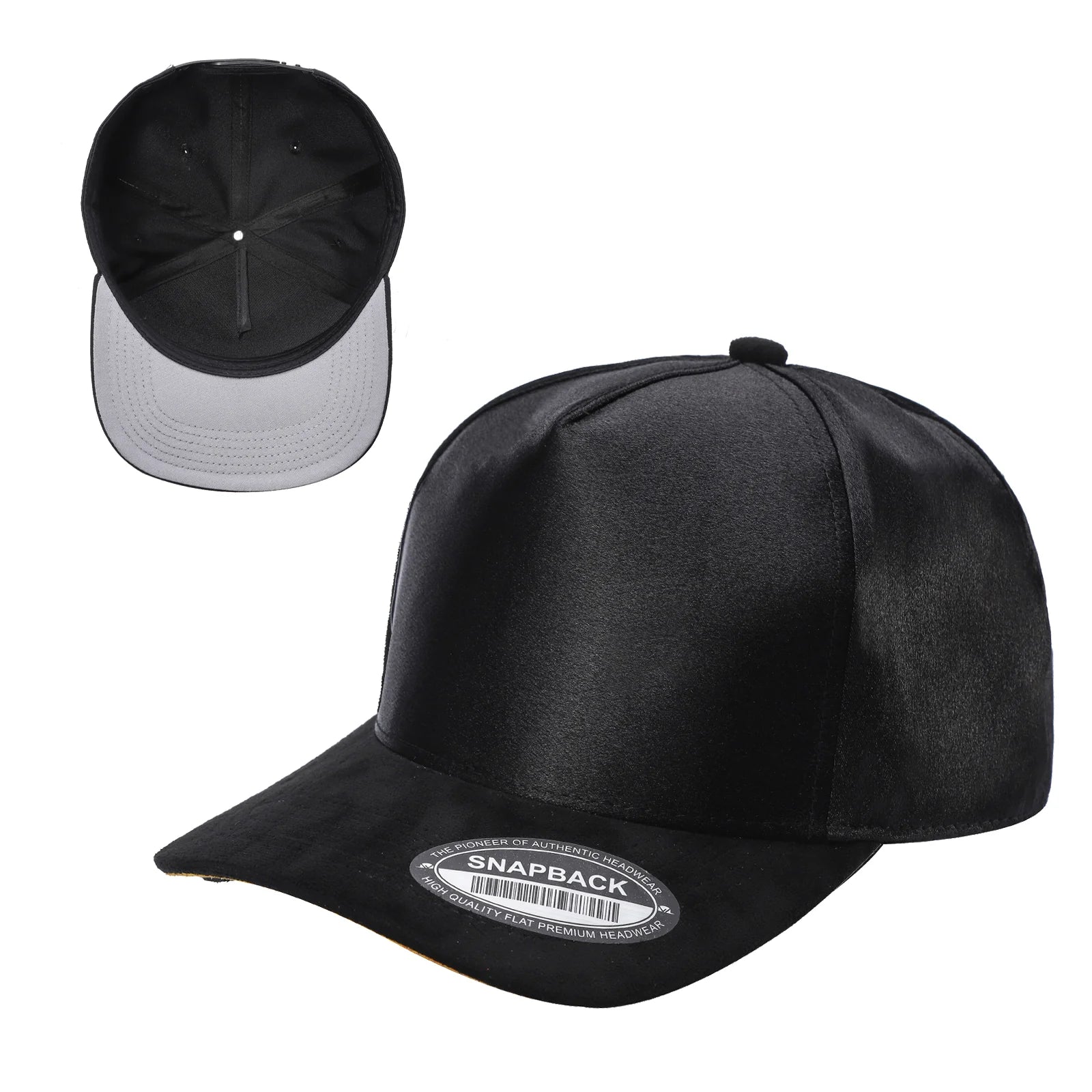 SATIN CROWN & SUEDE BILL 5PANEL SNAP BACK-PREPACK tcsts - MIX COLOR - Burzip Wholesale