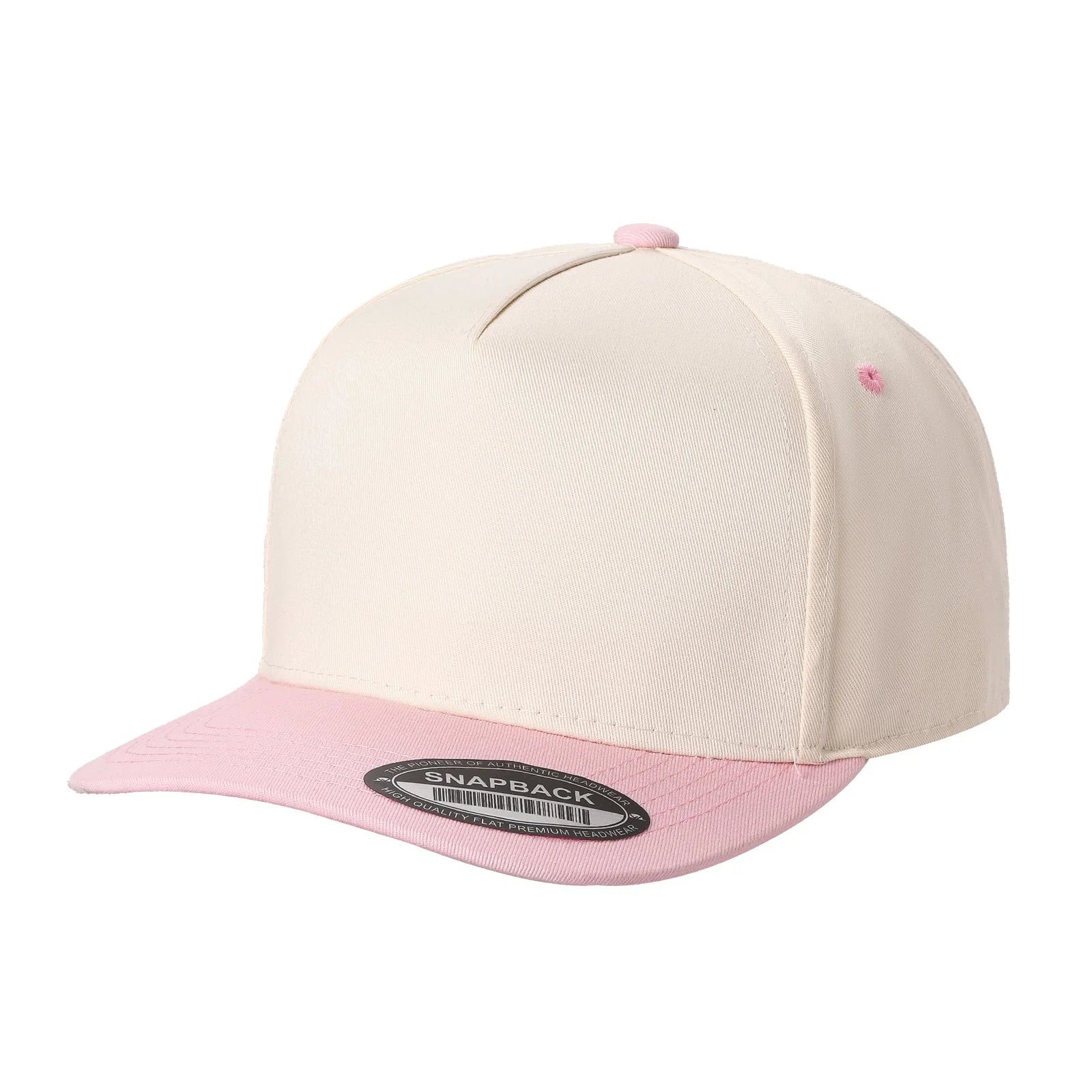 Tcnew 5panel Twill Fabric 2tone Snapback Cap New Arrivals - TAN/H.PINK - Burzip Wholesale
