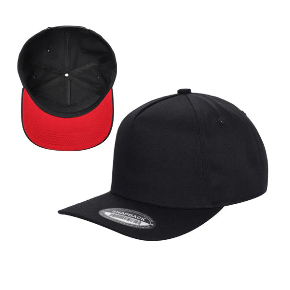 TCBLK-5 Panel Black Color Snapback Baseball Cap - selected color - Burzip Wholesale
