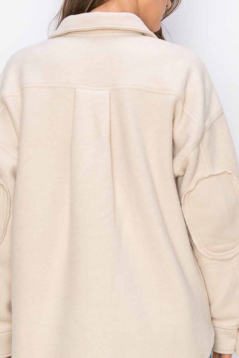 WK0022 Fleece Button Down Oversized Jacket - ORANGE / S - Burzip Wholesale