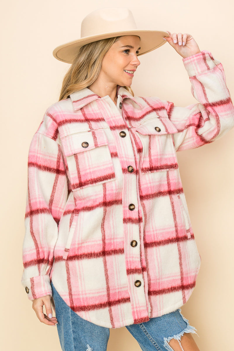 WK0049 Brushed Flannel Jacket - selected color - Burzip Wholesale