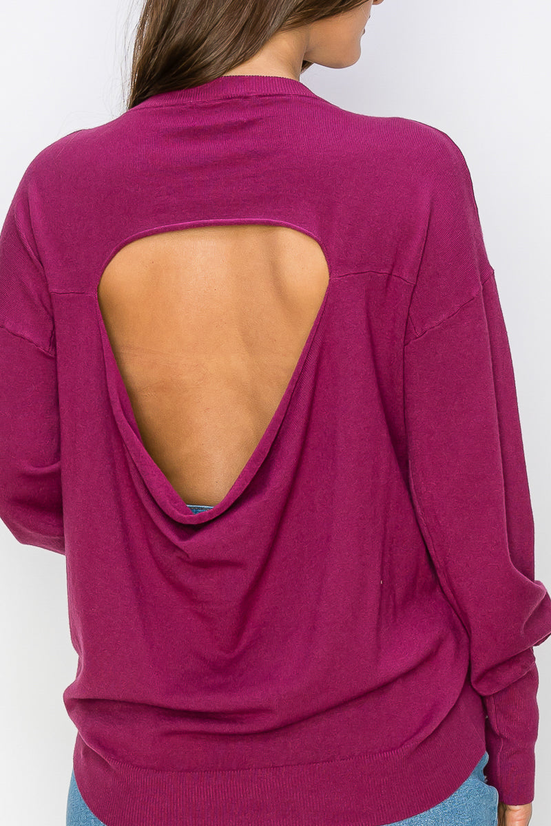 WT0001 Wholesale Cutout Draped Back Pullover - selected color - Burzip Wholesale