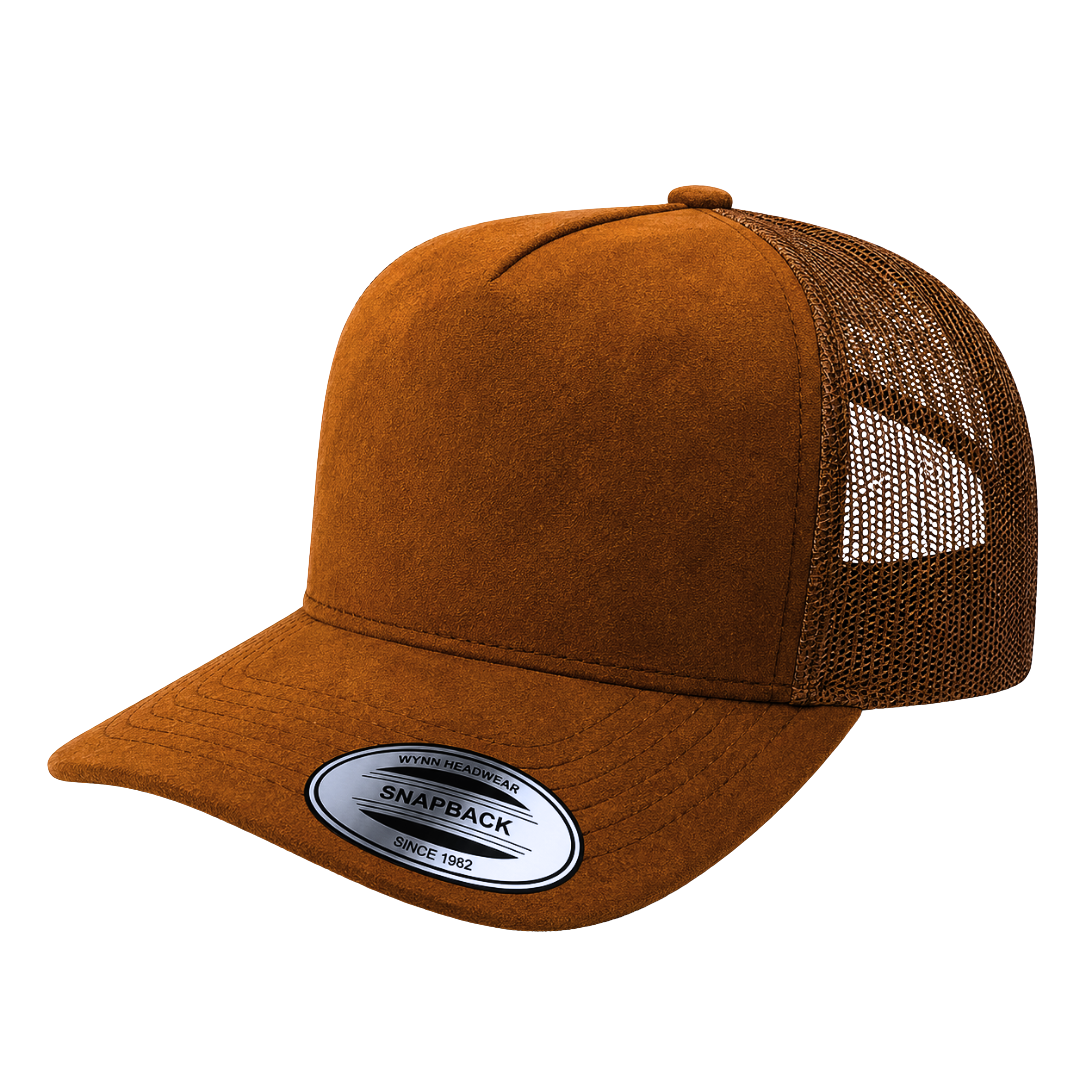 5Panel Suede Front Mesh Back Trucker Cap for Burning Art sum 520 - GREY/BLK - FLATBILL - Burzip Wholesale
