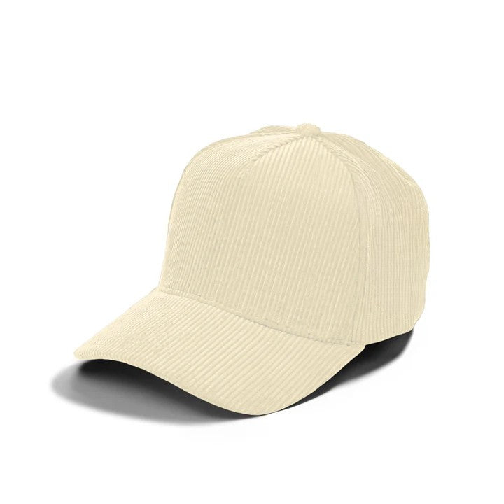 5panel Corduroy Fabric Solid Color Snapback Blank Caps 5fc - CREAM - Burzip Wholesale