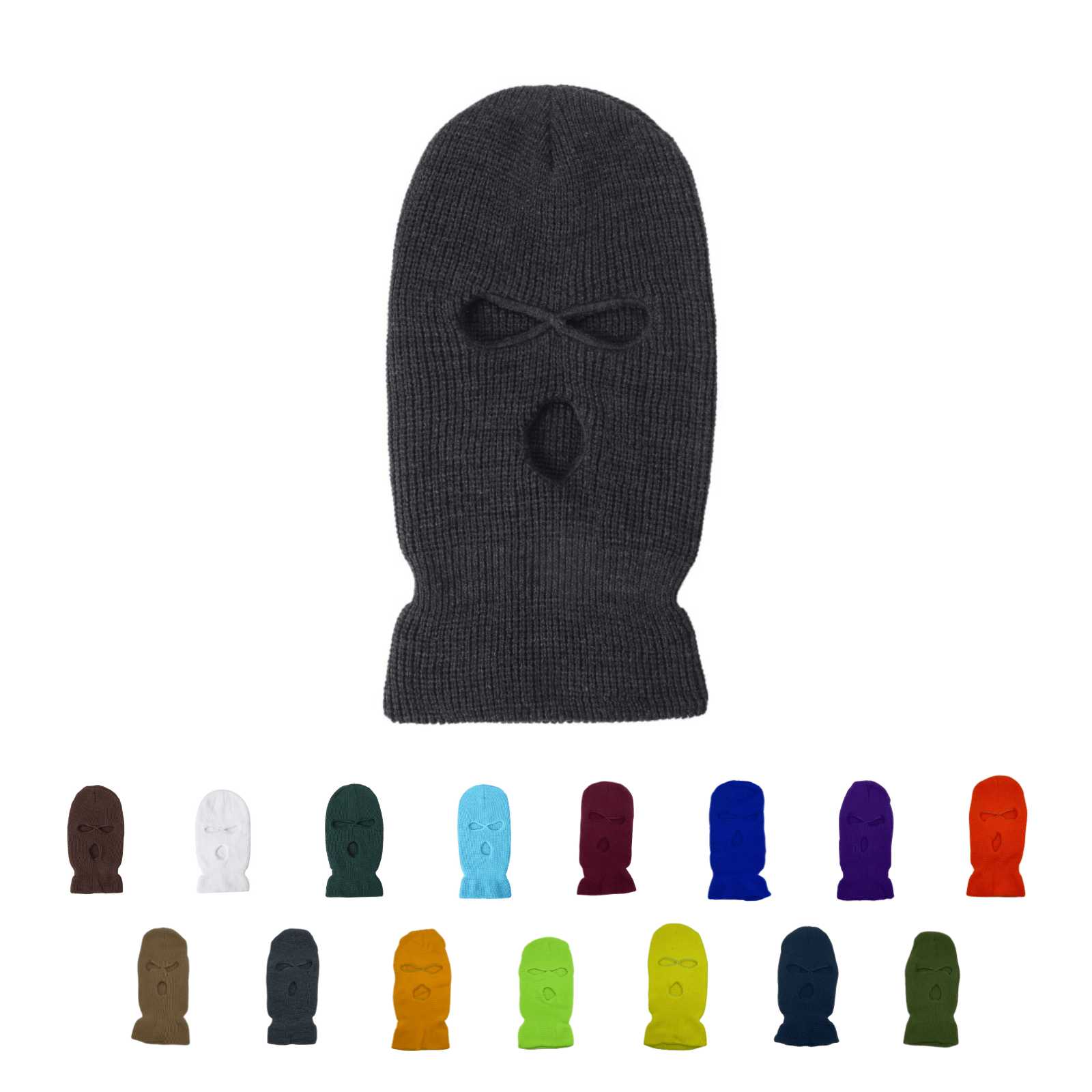SKI MASK-pc-KNITTED SKI Mask (3Hole&1Hole)-$4/pc - 3Hole-Black - Burzip Wholesale