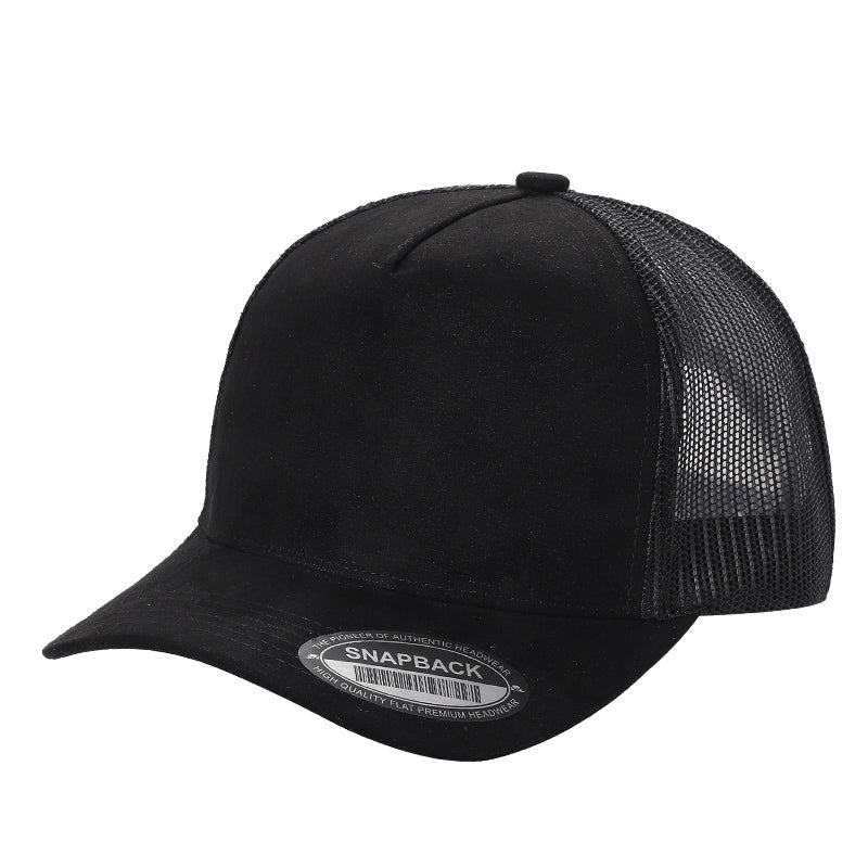 5Panel Suede Front Mesh Back Trucker Cap for Burning Art sum 520 - MAUVE/BLK - FLATBILL - Burzip Wholesale