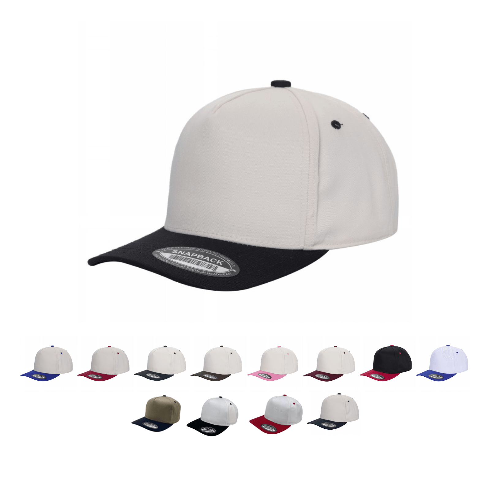 5panel Solid with Under Bill Colored Blank Caps Tcoa - WHT/RED - Burzip Wholesale