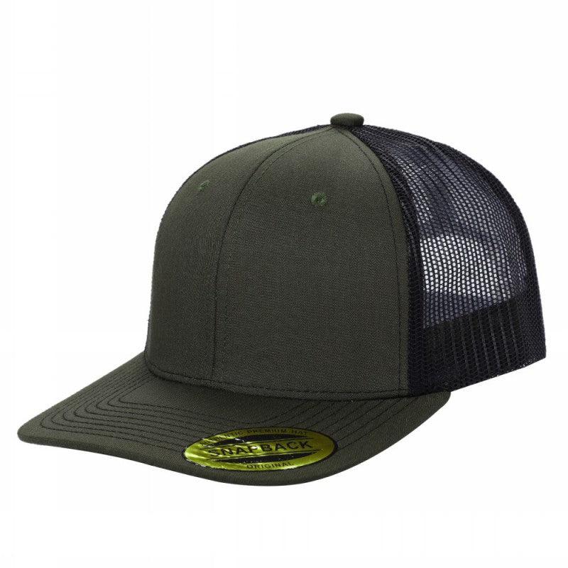 TRTM2-DZ-TWILL FABRIC WITH MESH BACK 2TONE CAPS - D.green/blk - Burzip Wholesale