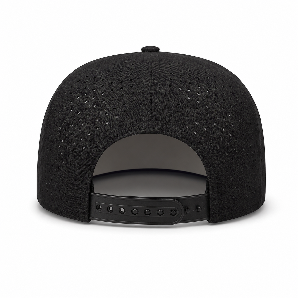 Back view of the 533FL adjustable 5 panel laser perforated snapback cap