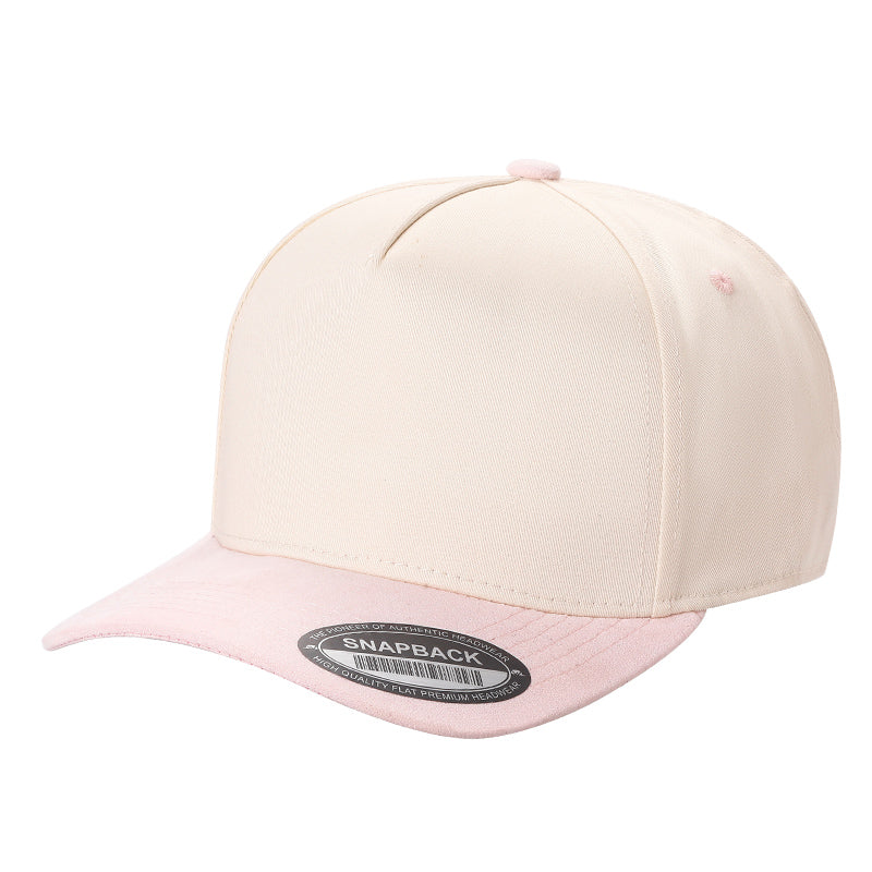 5panel Twill Head Suede Bill Blank Caps Tcs - TAN/NAVY - Burzip Wholesale