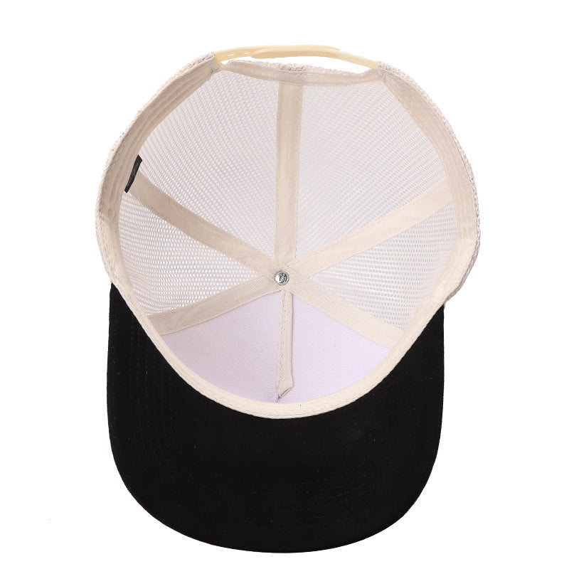5panel Twillcrown Mesh Back Suede Bill Blank Caps Tcms - TAN/BROWN - Burzip Wholesale