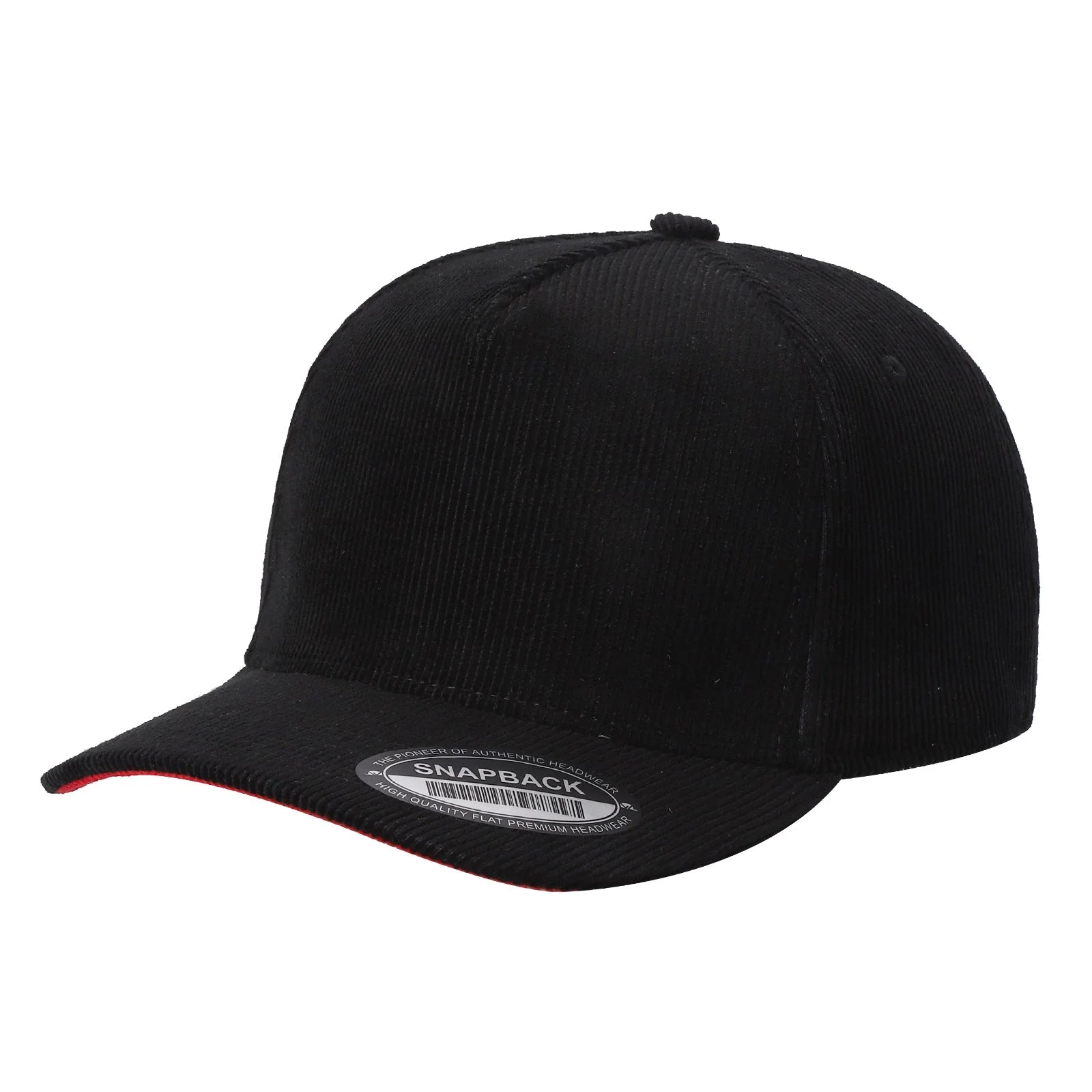 5panel Corduroy Fabric Solid Color Snapback Blank Caps 5fc - Black - Burzip Wholesale