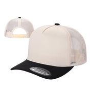 5panel Twillcrown Mesh Back Suede Bill Blank Caps Tcms - TAN/BLK - Burzip Wholesale