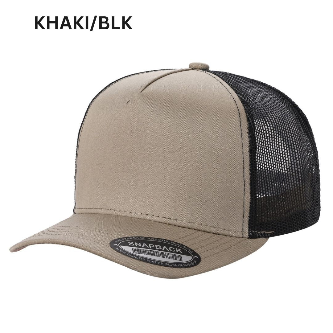 5panel Twill Crown Tracker Mesh Snapback 2tone 5trtm - KHAKI/WINE - Burzip Wholesale