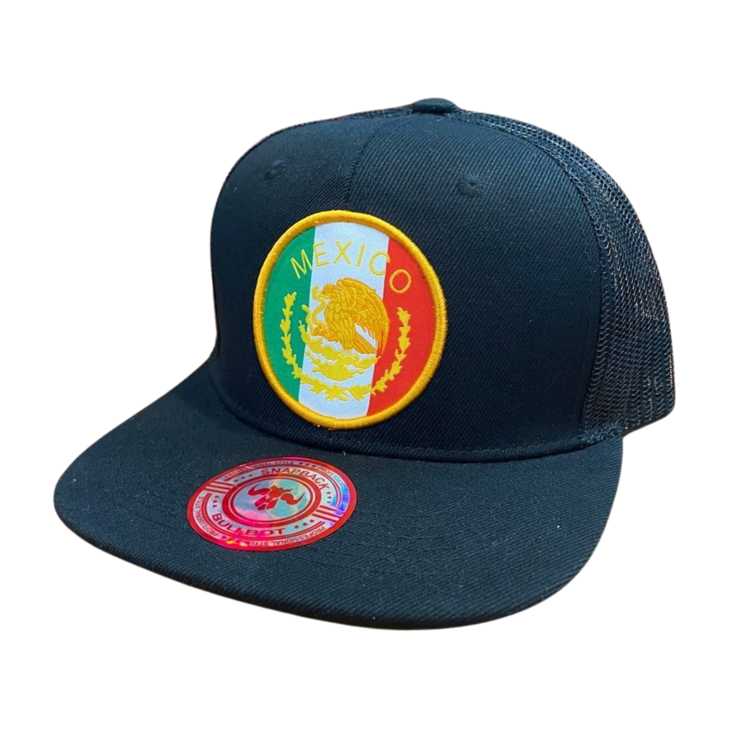HPM-DZ-MEXICO EMBROIDERY, FLAT BILL W/MESH SNAPBACK-$5.50 - BLACK - Burzip Wholesale