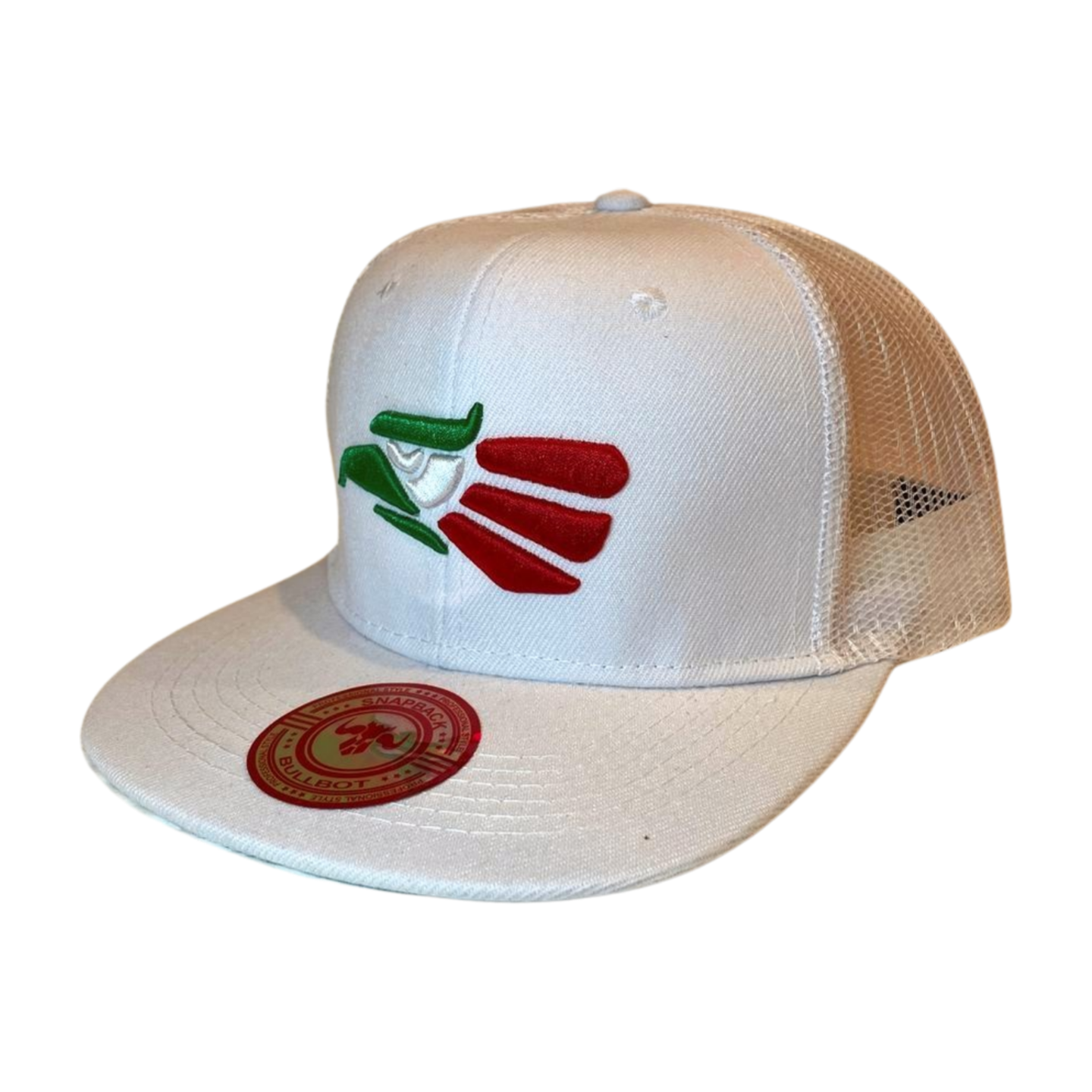 HPM-DZ-EAGLE EMB FLATBILL MESH BACK SNAPBACK-$5.50 - WHT - Burzip Wholesale