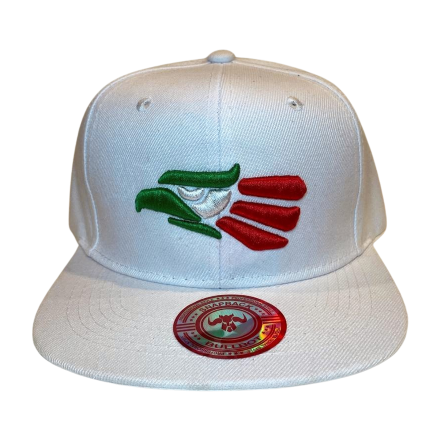 HP EAGLE EMBROIDERY, FLAT BILL SNAPBACK - WHT/REDEGLE - Burzip Wholesale