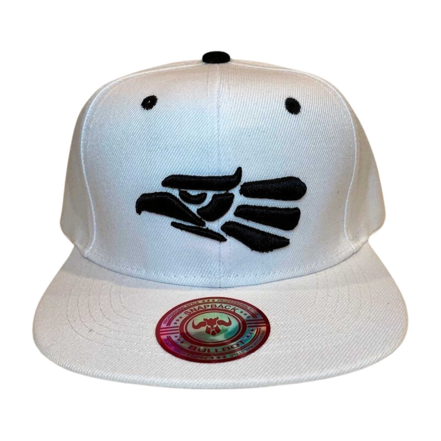 HP EAGLE EMBROIDERY, FLAT BILL SNAPBACK - WHIT/ BLACK EGLE - Burzip Wholesale