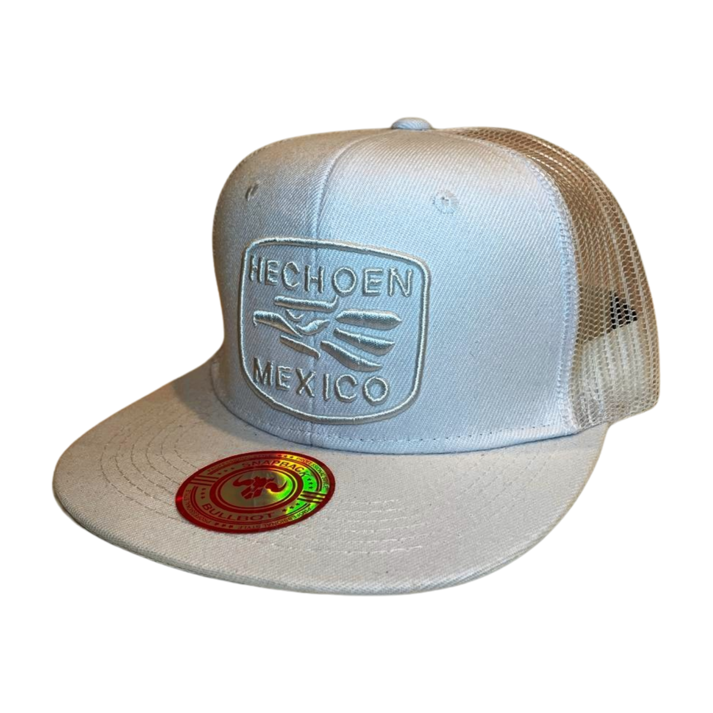 HPM-DZ-HECHOEN MEXICO EMB FLATBILL MESH BACK - WHT - Burzip Wholesale