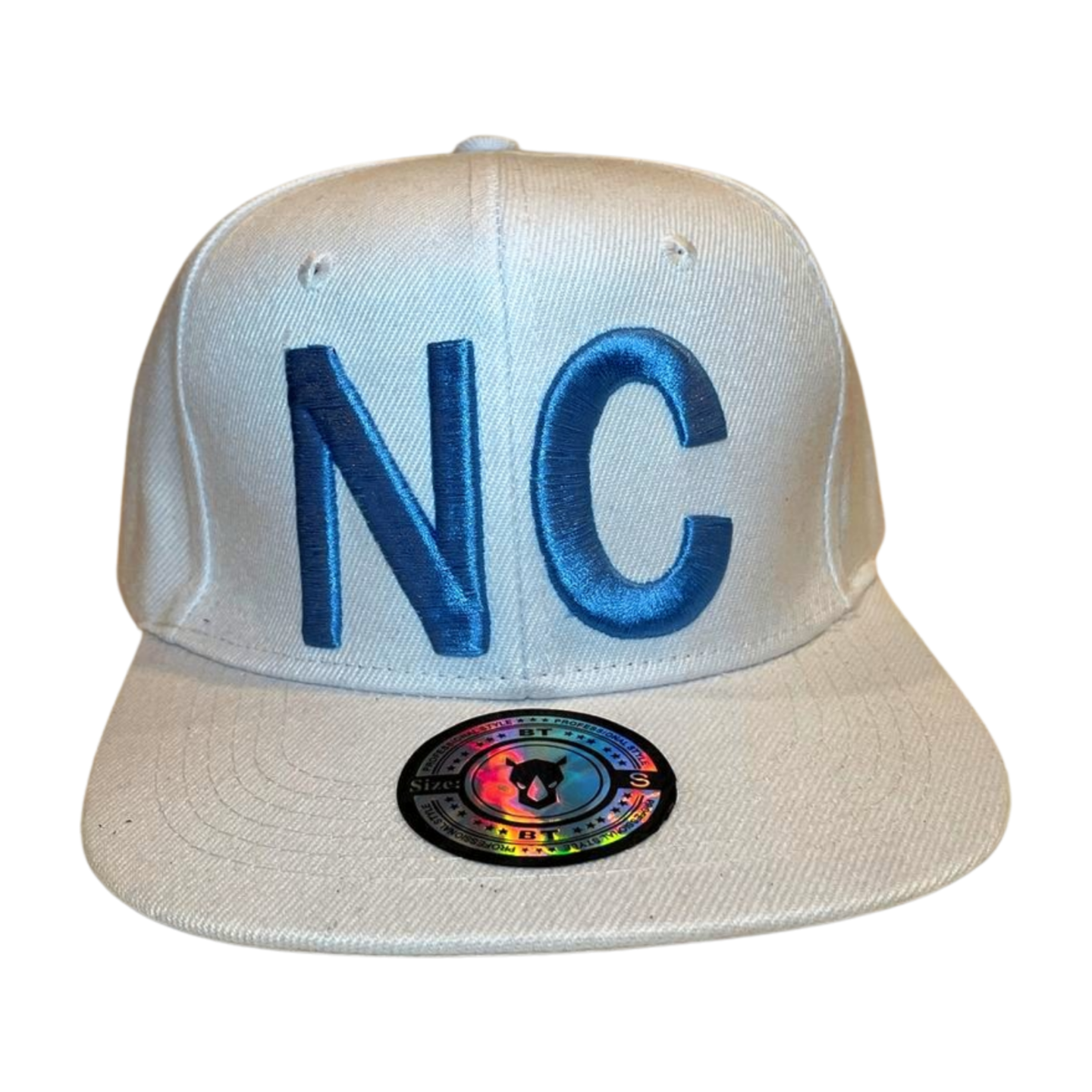 HP NC EMBROIDERY FLATBILL SNAPTBACK-$6 - WHT/BLUE NC - Burzip Wholesale