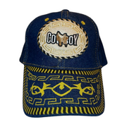 HP cowboy embroidery velcro ball cap - DENIM/BLUE - Burzip Wholesale