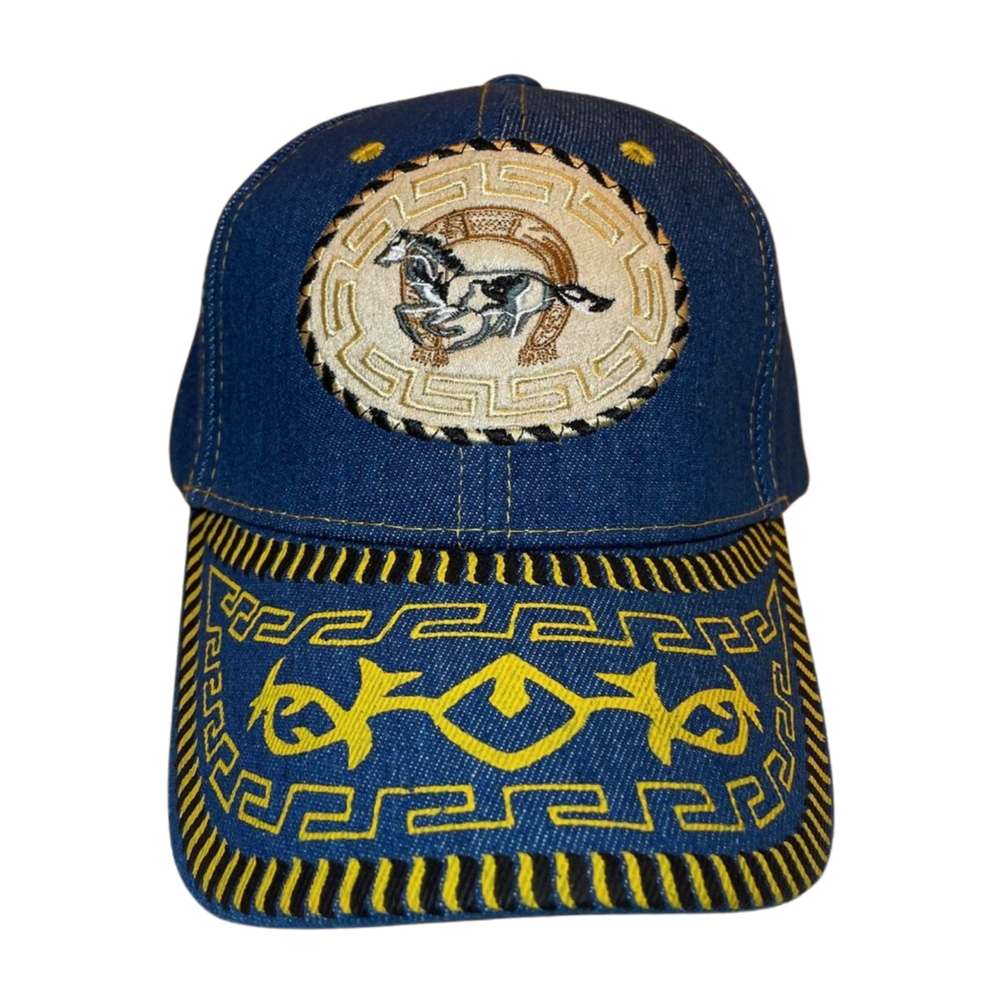 HP cowboy embroidery velcro ball cap - DENIM/BLUE3 - Burzip Wholesale