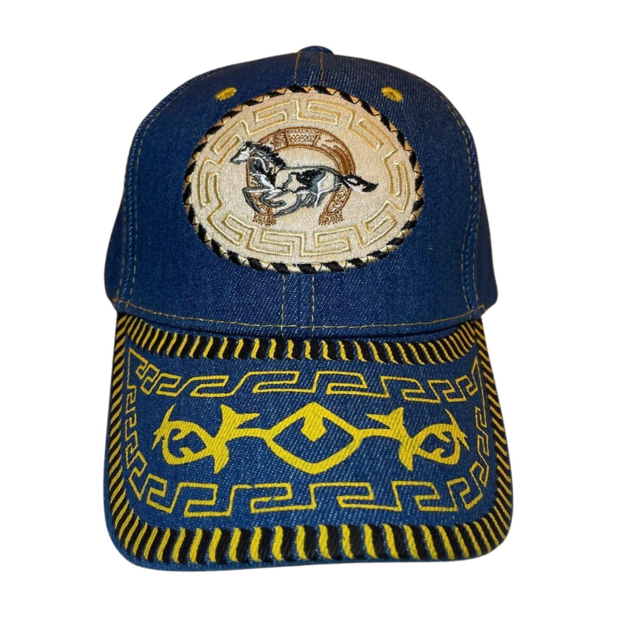 HP cowboy embroidery velcro ball cap - DENIM/BLUE3 - Burzip Wholesale