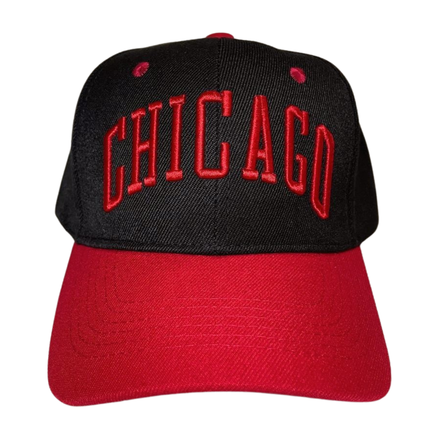 HPV-PK6-CHICAGO EMBROIDERY, VELCRO BALLCAP 6PCS/PACK - BLACK/RED-RED CHICAGO - Burzip Wholesale