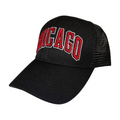HPM-DZ-CHICAGO EMBHROIDERY, MESH BACK, VELCRO-DZ - BLACK - RED CHICAGO - Burzip Wholesale