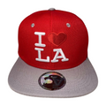 HP I LOVE LA EMBROIDERY, FLAT BILL ACRIL SNAPBACK - GREY/RED - Burzip Wholesale