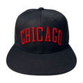 HPM-DZ-CHICAGOEMBROIDERY, FLAT BILL SNAPBACK-DZ - BLACK1 - Burzip Wholesale