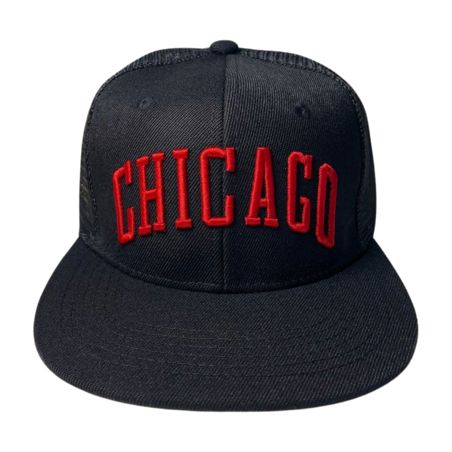 HPM-DZ-CHICAGOEMBROIDERY, FLAT BILL SNAPBACK-DZ - BLACK1 - Burzip Wholesale