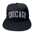 HPM-DZ-CHICAGOEMBROIDERY, FLAT BILL SNAPBACK-DZ - BLACK2 - Burzip Wholesale