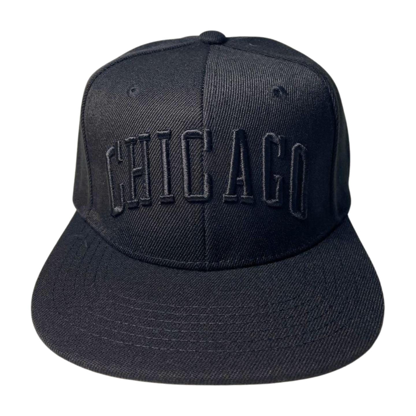 PS-CHICAGO-DZ-CHICAGO EMBROIDERY, FLAT BILL SNAPBACK-$5.50 - BLACK-BLK - Burzip Wholesale