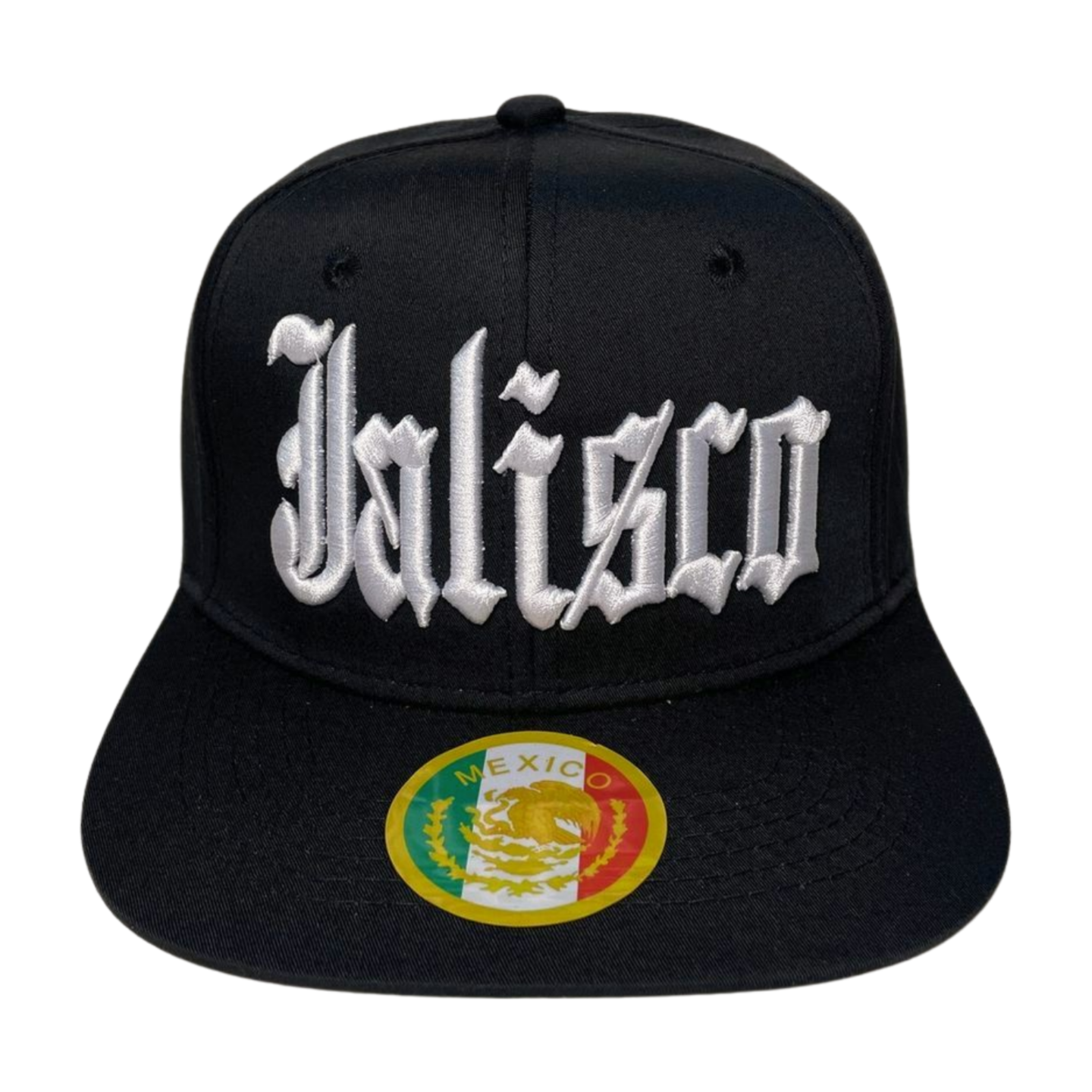 HP CLASSIC LETTER WHT EMBROIDERY ON BLACK CAP FLAT BILL - JALISCO - Burzip Wholesale