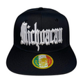 HP CLASSIC LETTER WHT EMBROIDERY ON BLACK CAP FLAT BILL - MICHOACAN - Burzip Wholesale