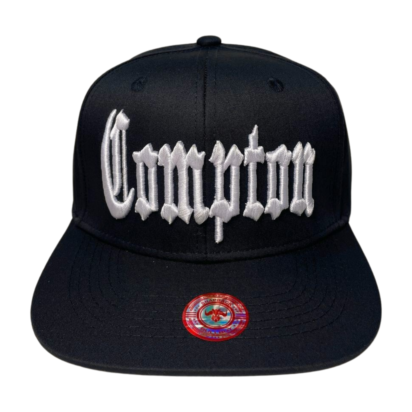 HP CLASSIC LETTER WHT EMBROIDERY ON BLACK CAP FLAT BILL - COMPTON - Burzip Wholesale
