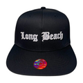 HP CLASSIC LETTER WHT EMBROIDERY ON BLACK CAP FLAT BILL - LONG BEACH - Burzip Wholesale