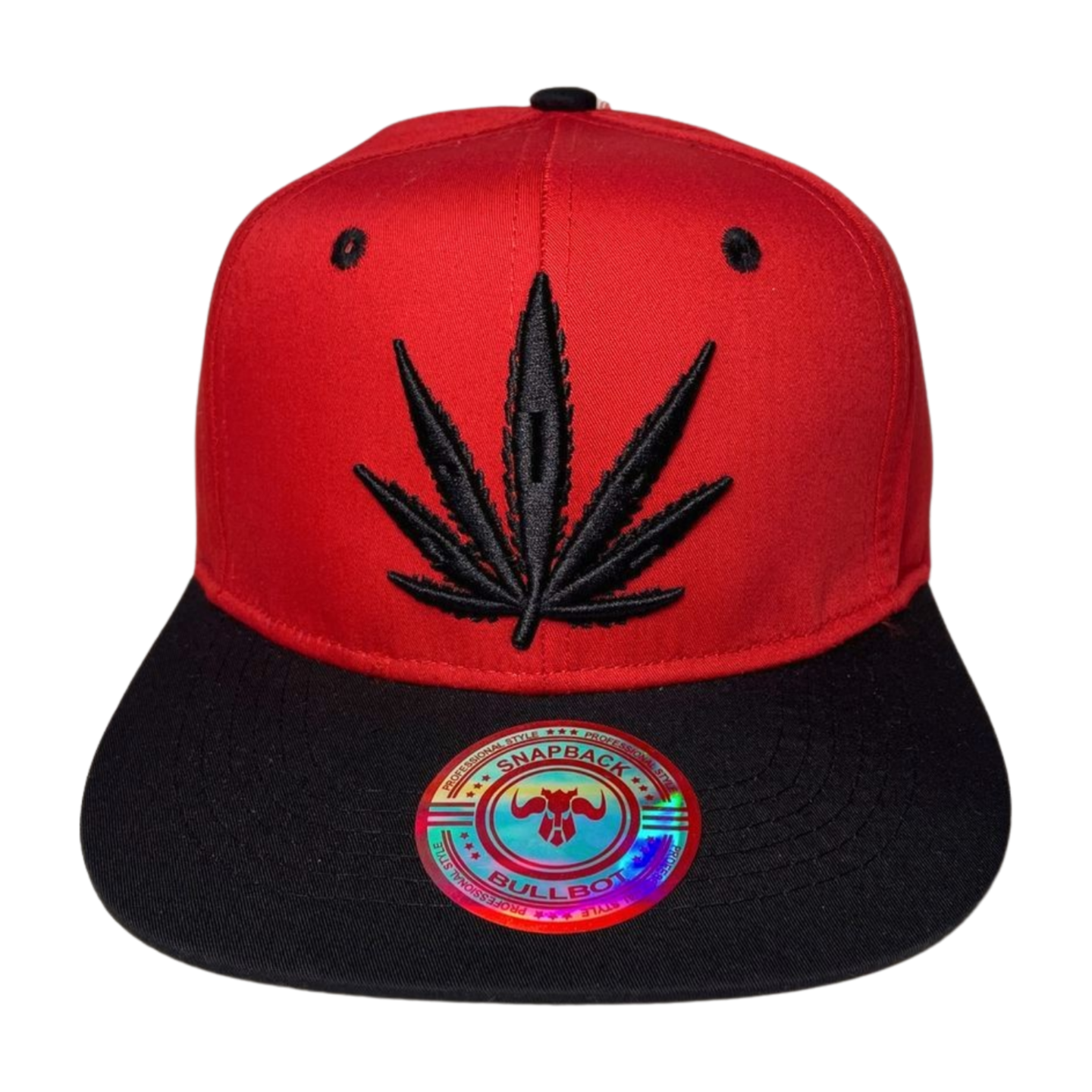 HP LEAVE Marijuana Embroidery Flat Bill Snapback - RED/BLACK-BLK - Burzip Wholesale