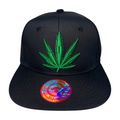 HP LEAVE Marijuana Embroidery Flat Bill Snapback - BLACK/BLACK-GREEN - Burzip Wholesale