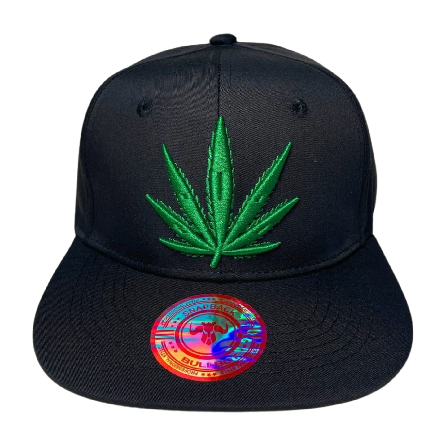 HP LEAVE Marijuana Embroidery Flat Bill Snapback - BLACK/BLACK-GREEN - Burzip Wholesale