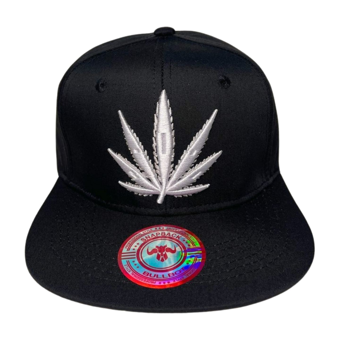 HP LEAVE Marijuana Embroidery Flat Bill Snapback - BLACK/BLACK-WHT - Burzip Wholesale