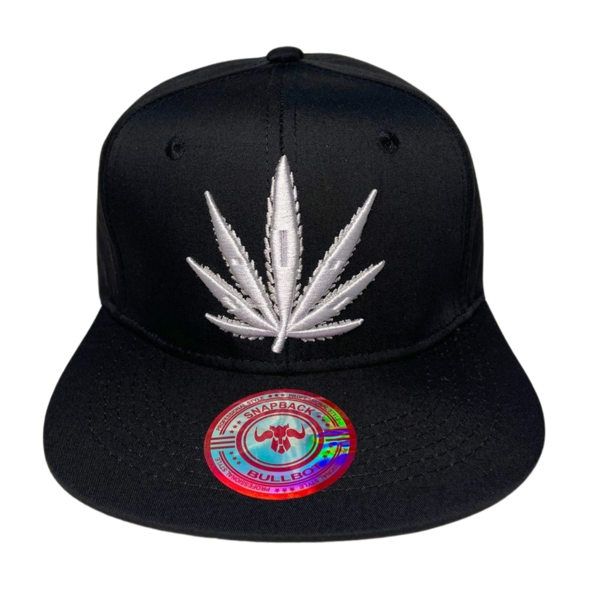 HP LEAVE Marijuana Embroidery Flat Bill Snapback - BLACK/BLACK-WHT - Burzip Wholesale